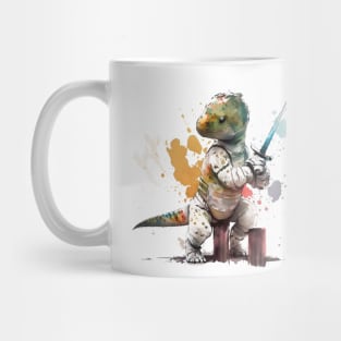 Dinosaur fencing athlete Mug